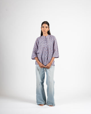 Hand block Printed Cotton Top lavender