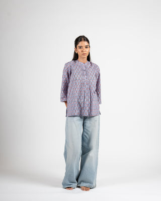 Hand block Printed Cotton Top lavender
