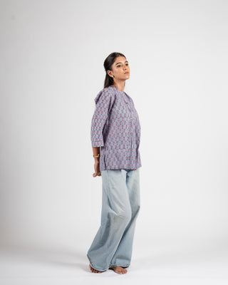 Hand block Printed Cotton Top lavender
