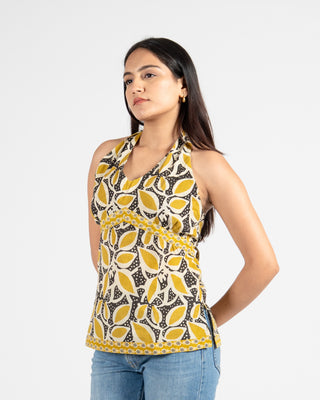 Hand Block Holter Printed Top