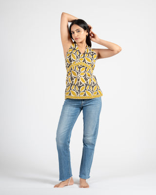 Hand Block Holter Printed Top