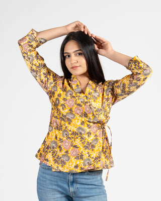 Musafir Hand Block Printed Wrap Top