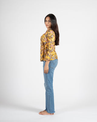 Musafir Hand Block Printed Wrap Top