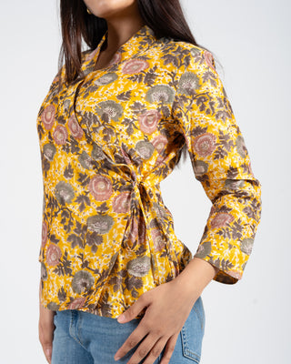 Musafir Hand Block Printed Wrap Top