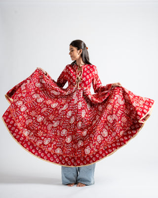 Hand Block Mugal Printed Dress