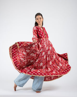 Hand Block Mugal Printed Dress