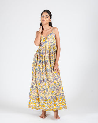 Hand Block Yellow new Printed Dress