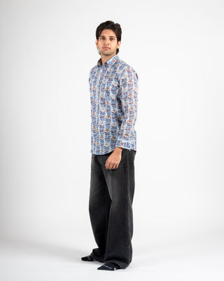 Floral Block Print Full Sleeve Shirt