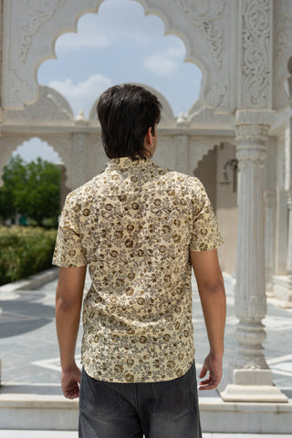 Harda Dyed Hand Block Print Half Sleeve Shirt