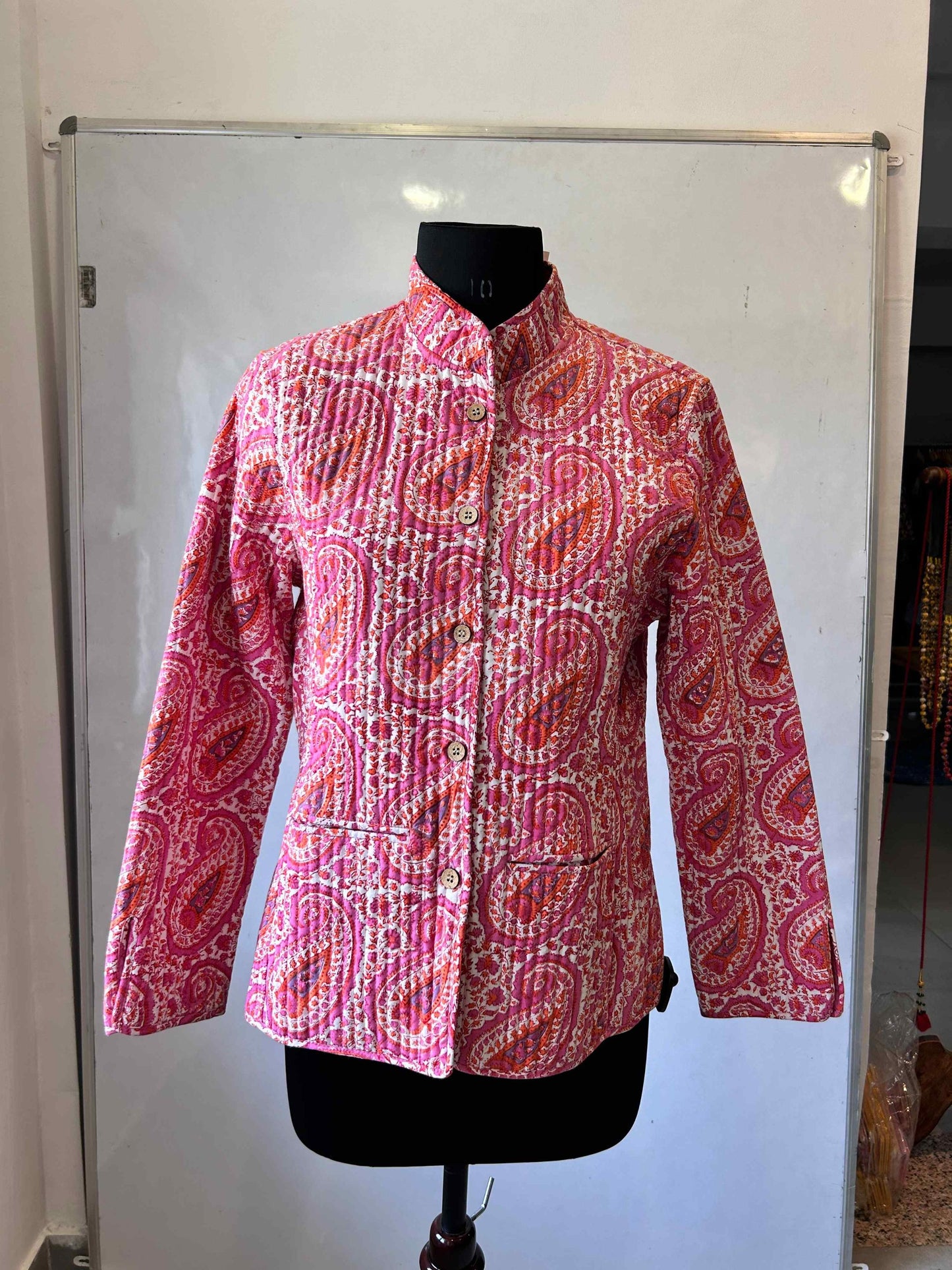 JACKET FULLSLEEVE QUILTED SHORT PINK