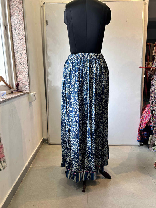 HANDBLOCK PRINTED SKIRT INDIGO