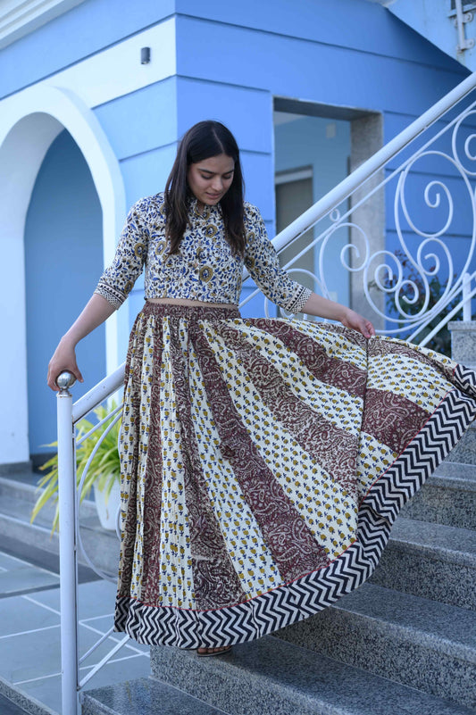 HANDBLOCK PRINTED SKIRT PATCH WORK