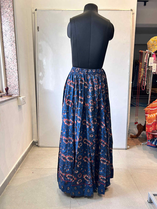 HANDBLOCK PRINTED SKIRT BLUE