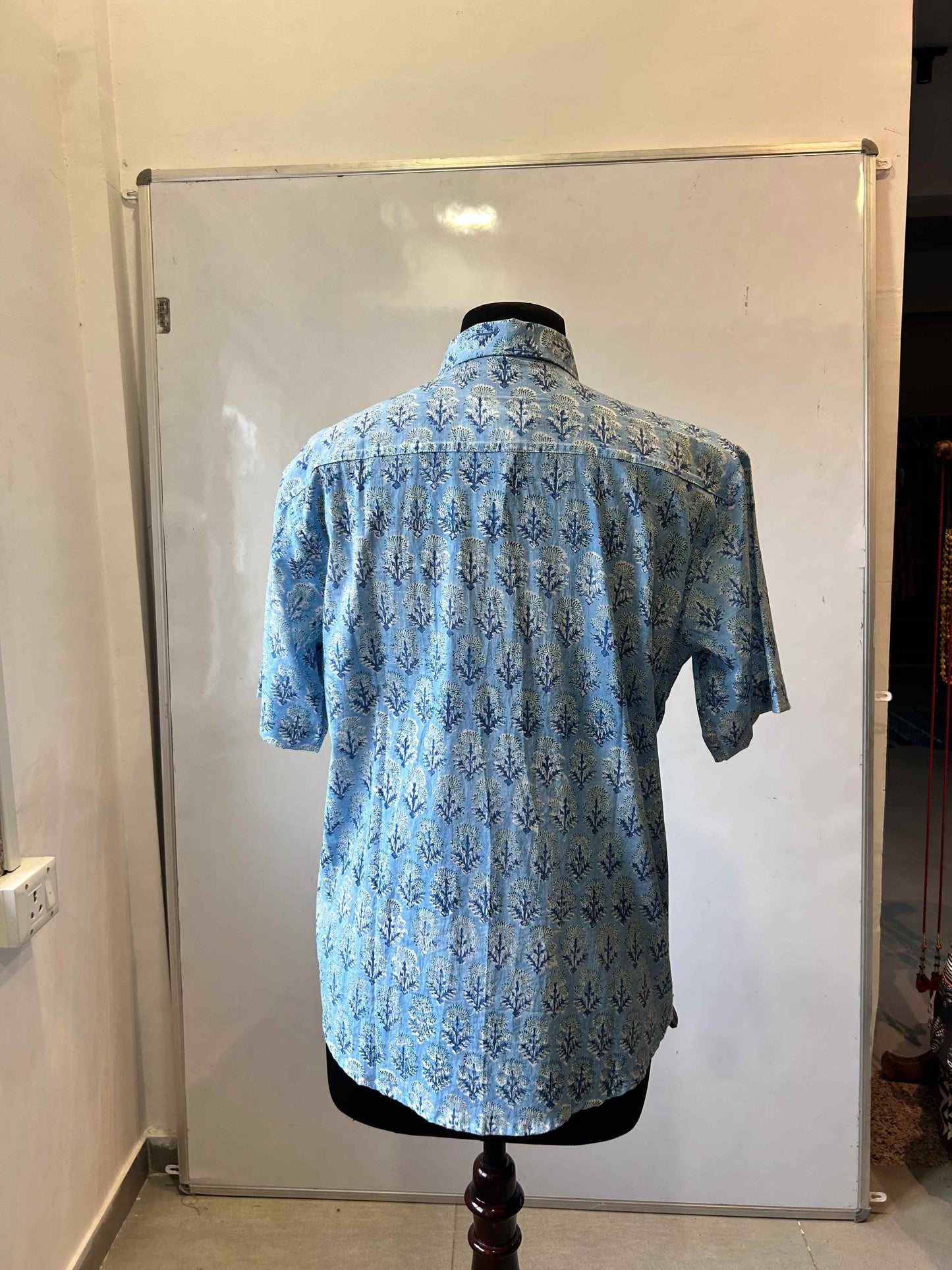 SHIRT HALF SLEEVE BLOCKPRINT SEABLUE