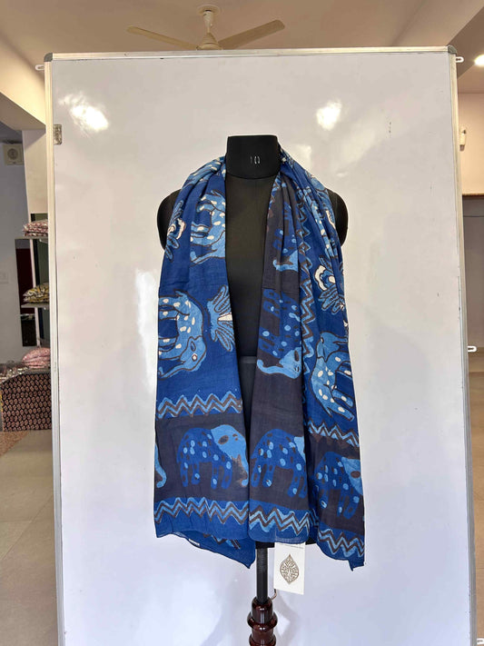 DUPATTA COTTON INDIGO DABU