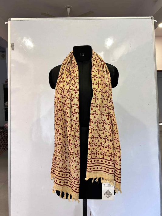 STOLE KHADI WITH KANTHA WORK BEIGE